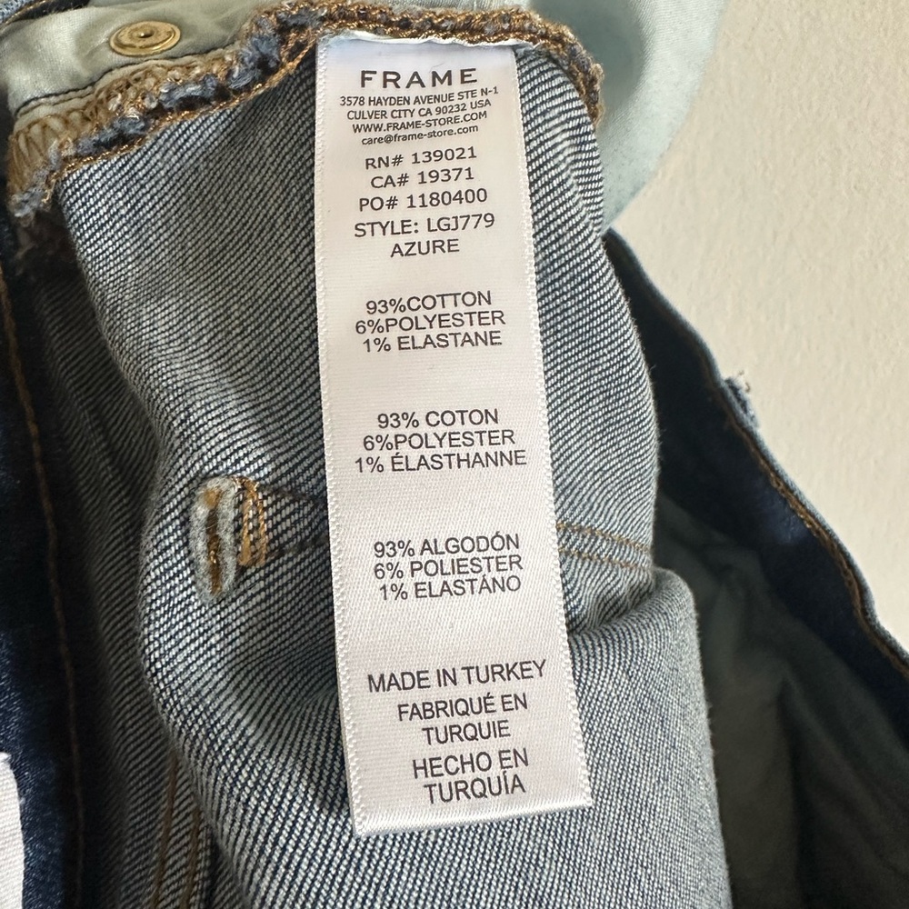 FRAME Designer Denim Classic Le Garçon Mid Rise Slim Fit Jeans size 27 EUC - Picture 8 of 8
